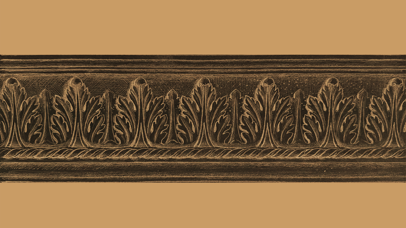 Carved decorative frieze detail for the suspended feature