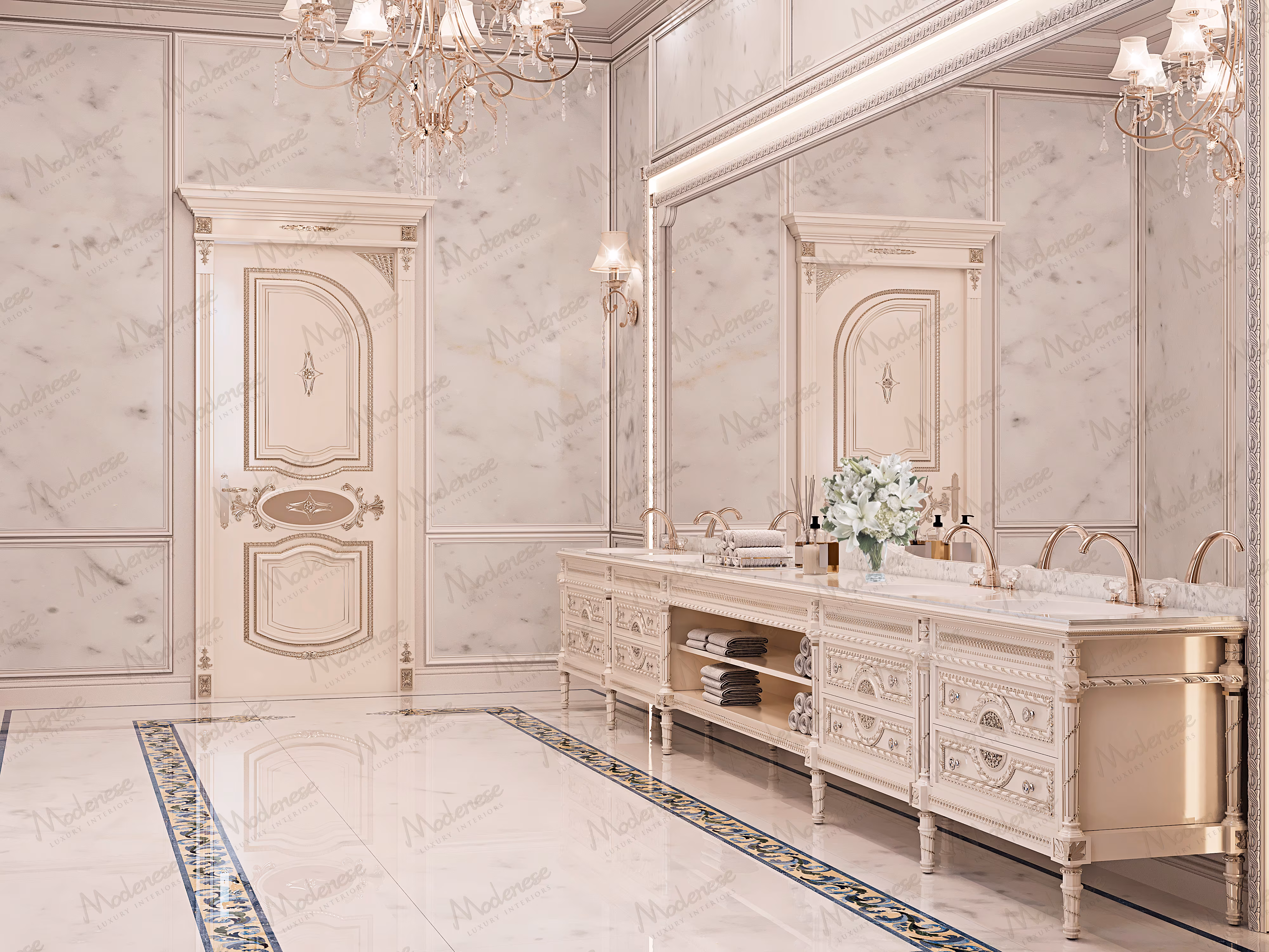 Luxury Italian bathroom in Kuwait City by Modenese Bespoke