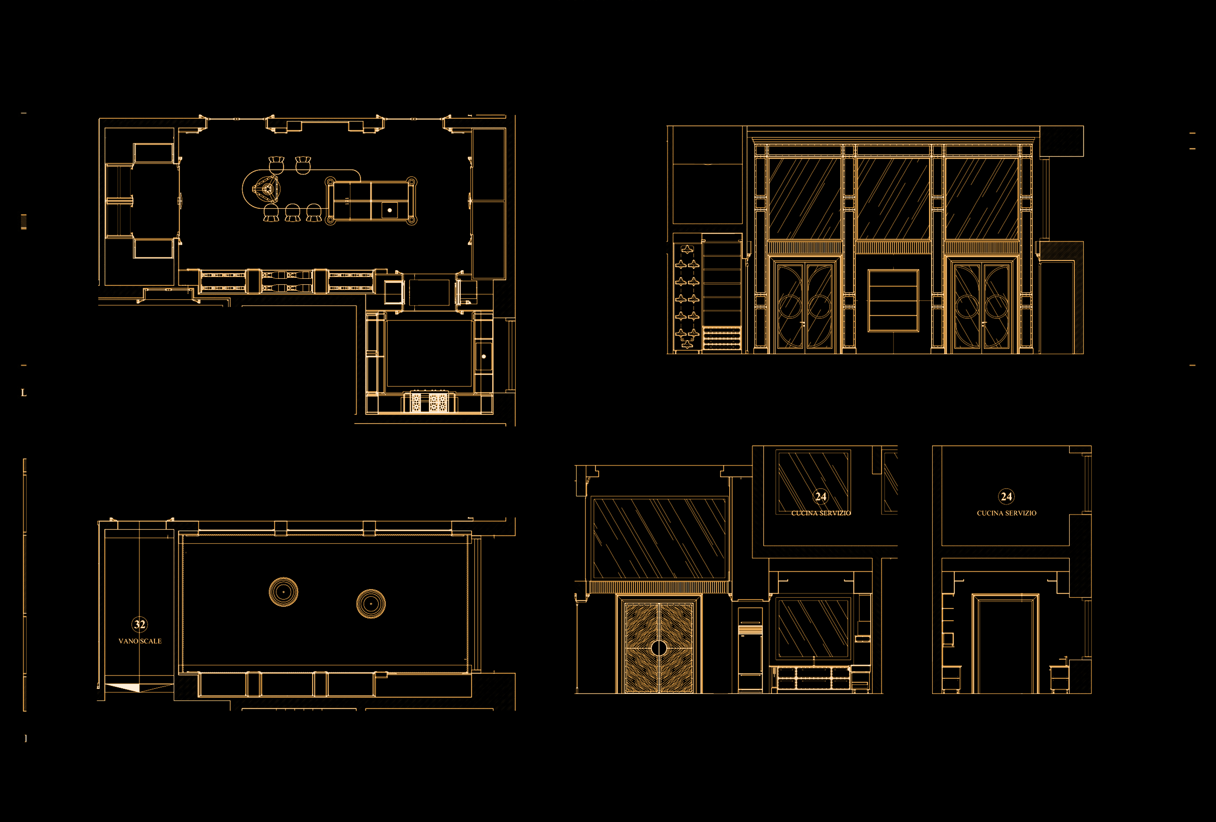 Plans and elevations prepared for a bespoke kitchen installation