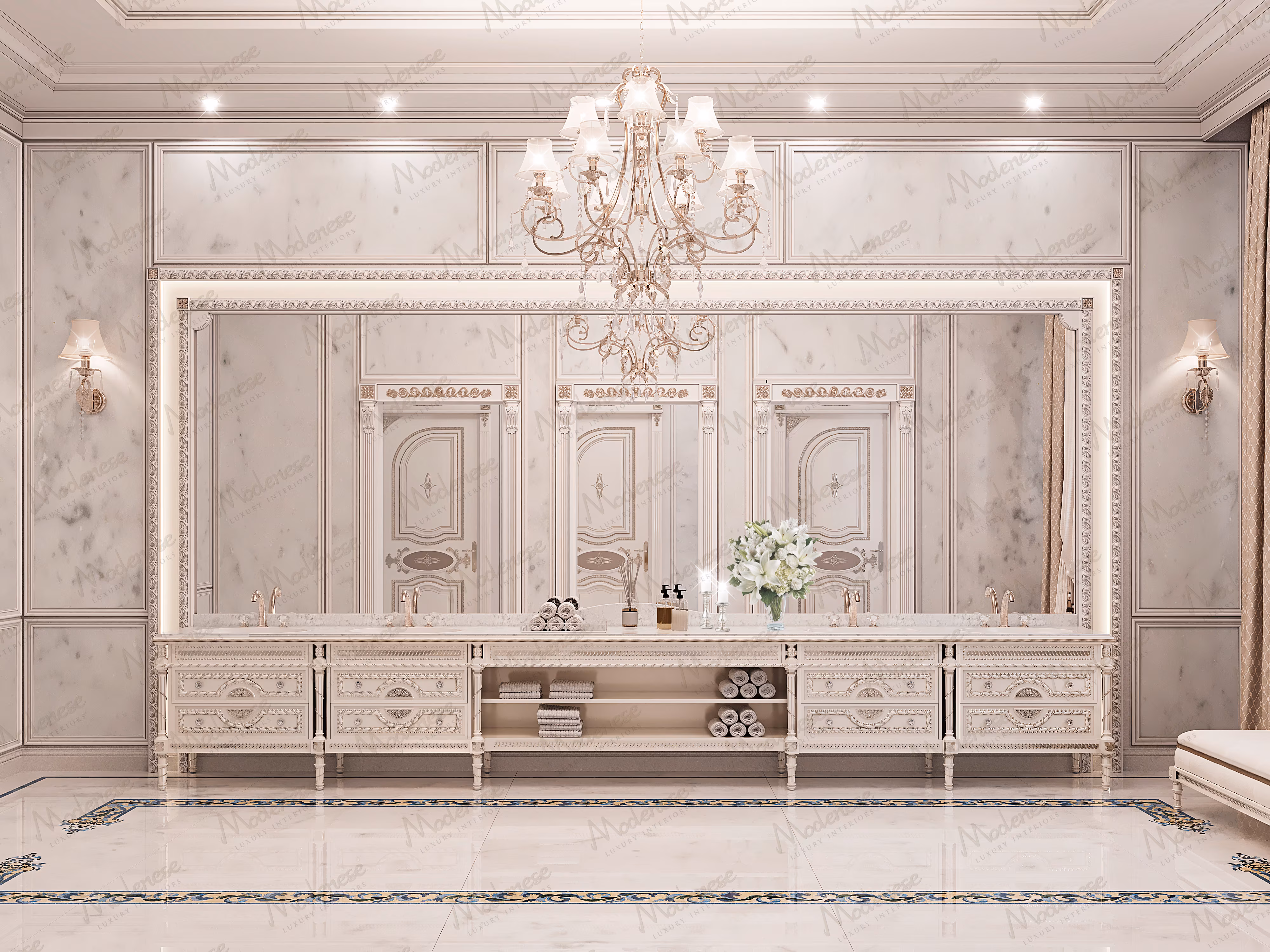 Luxury Italian bathroom in Kuwait City by Modenese Bespoke