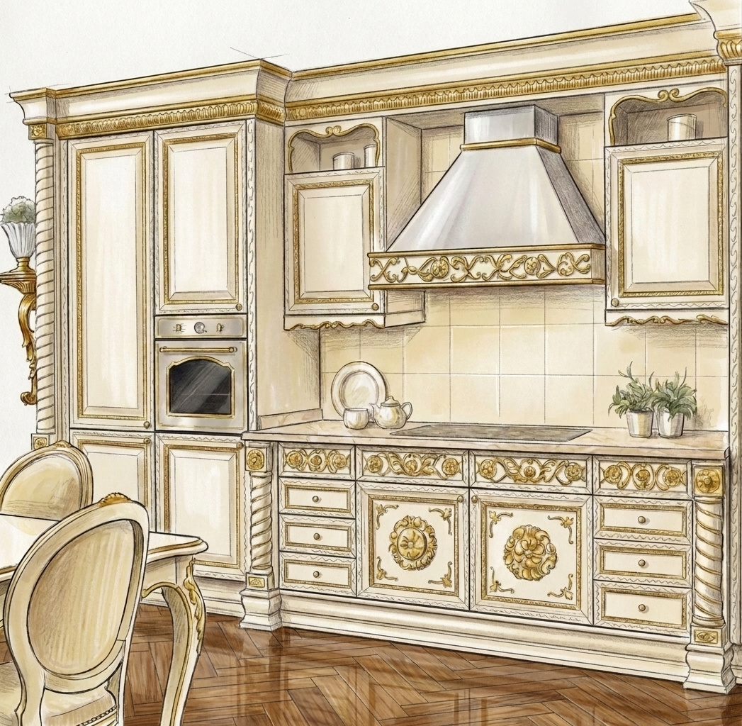 Belle Époque: Bespoke Classic Luxury Kitchen by Modenese Bespoke - image 06