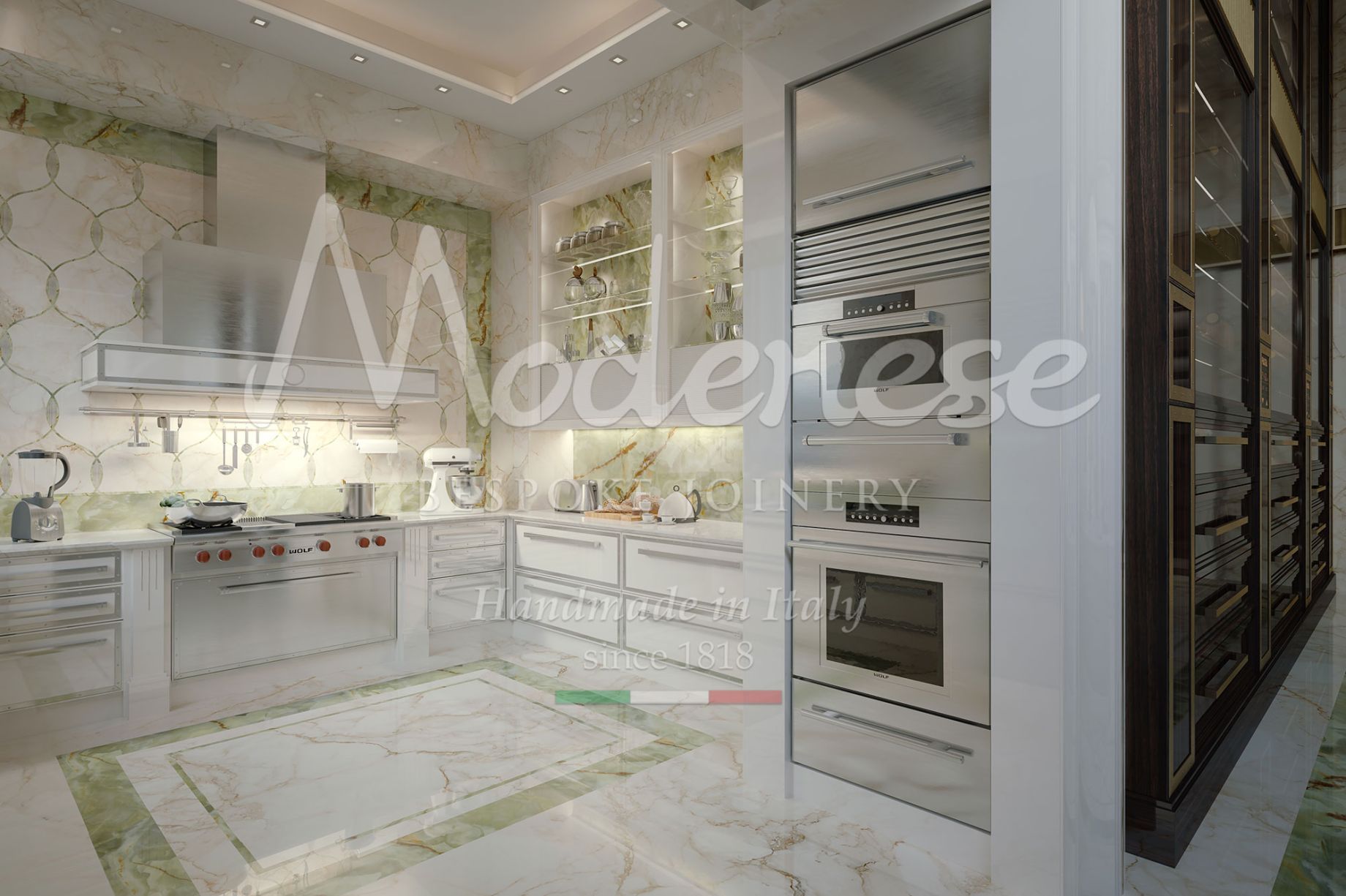 luxurious-kitchen-with-white-marble-floor