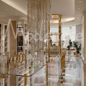 garde-robe royale équipée d'un plancher en verr