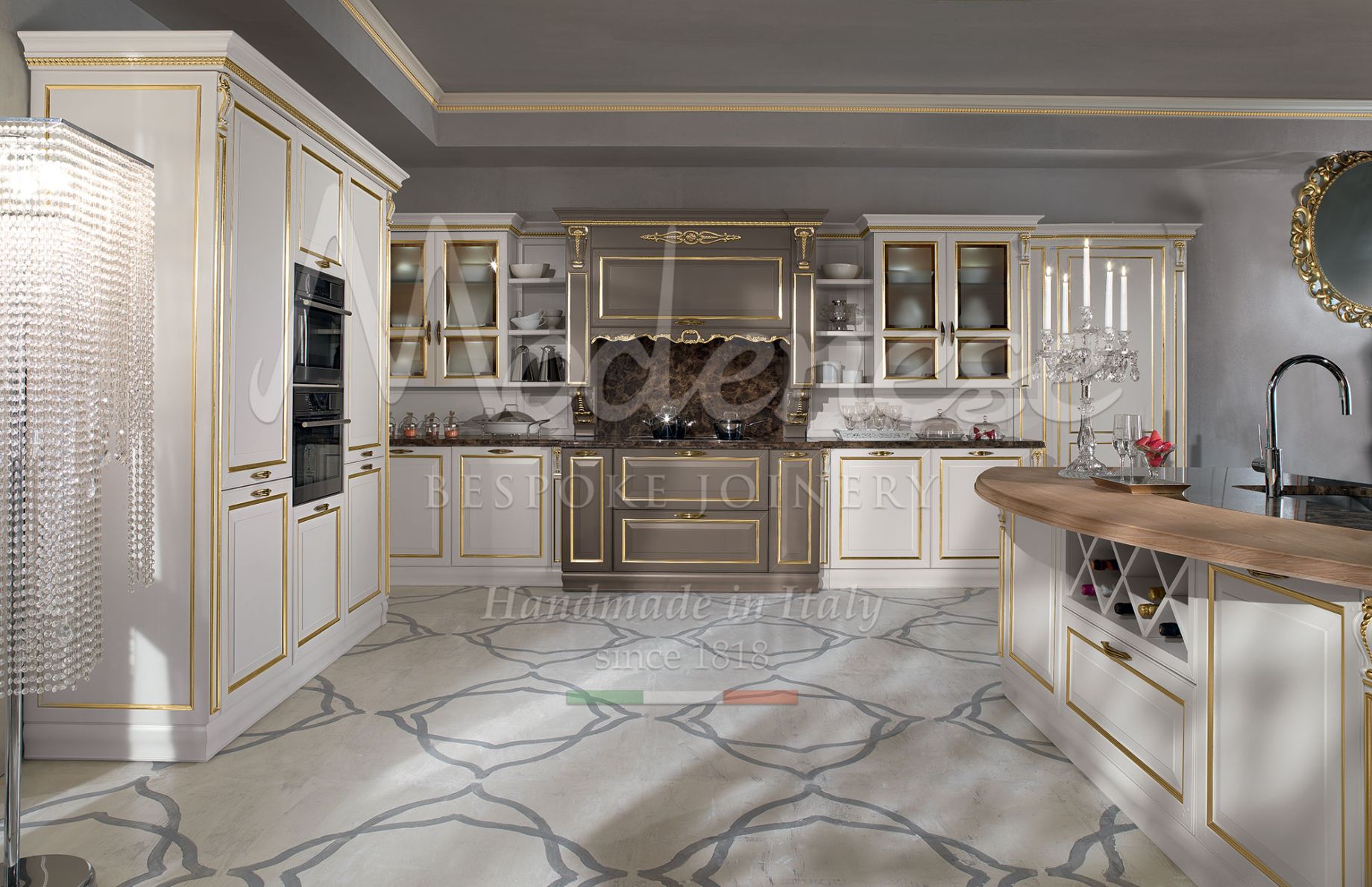 the best custom-made luxury kitchens from Italy with precious gold leaf deails