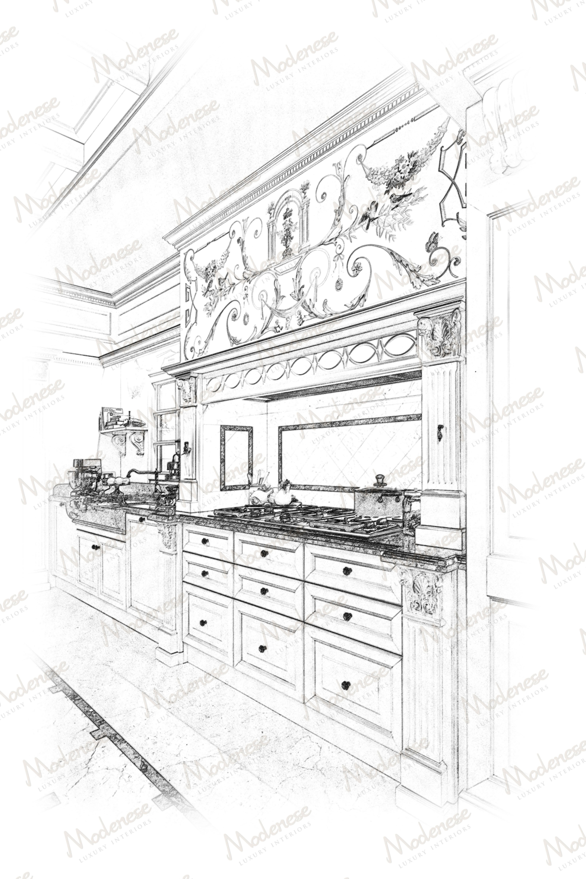 Transitional Italian kitchen in Miami by Modenese Bespoke