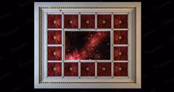 Red velvet home cinema with a starlit fibre-optic ceiling, Eswatini project