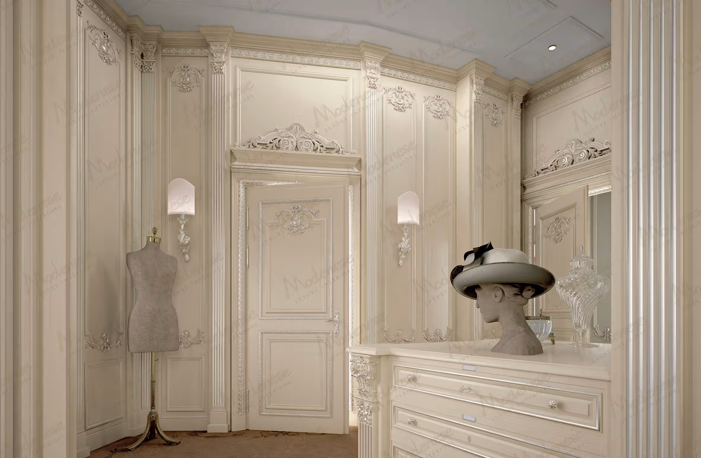 Baroque Italian walk-in closet by Modenese Bespoke