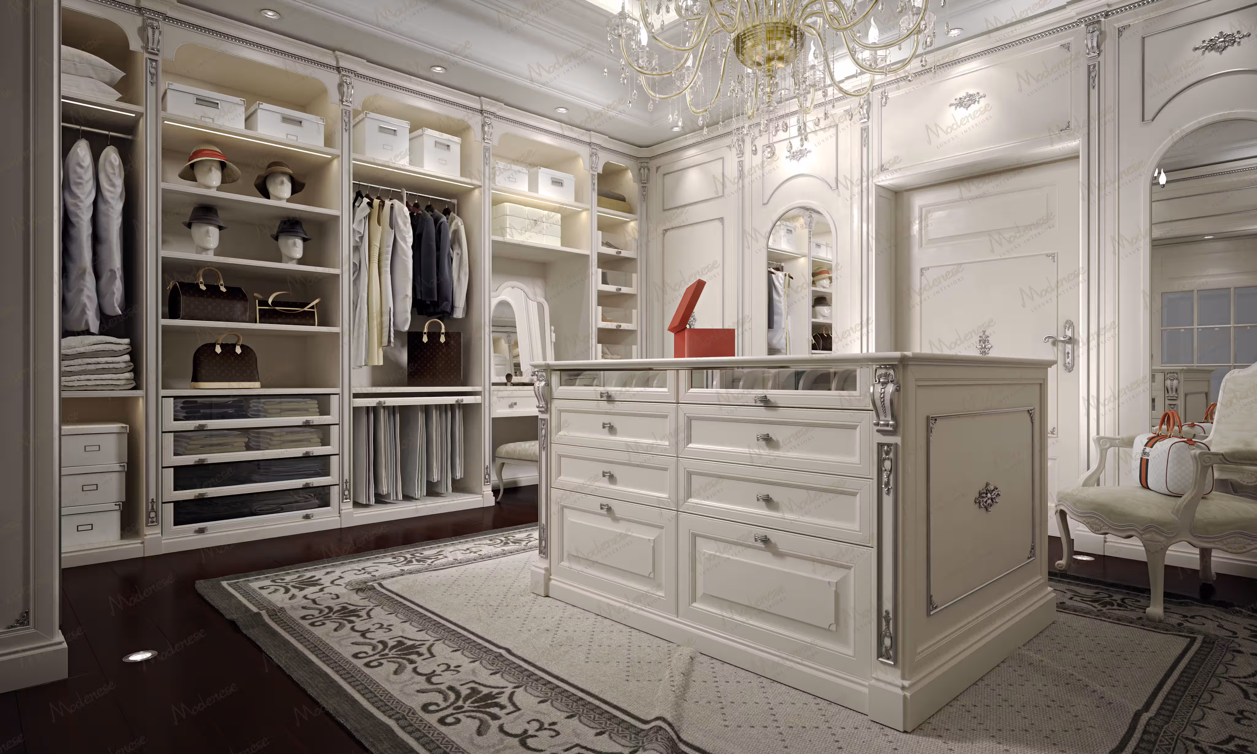 Contemporary Italian walk-in closet by Modenese Bespoke