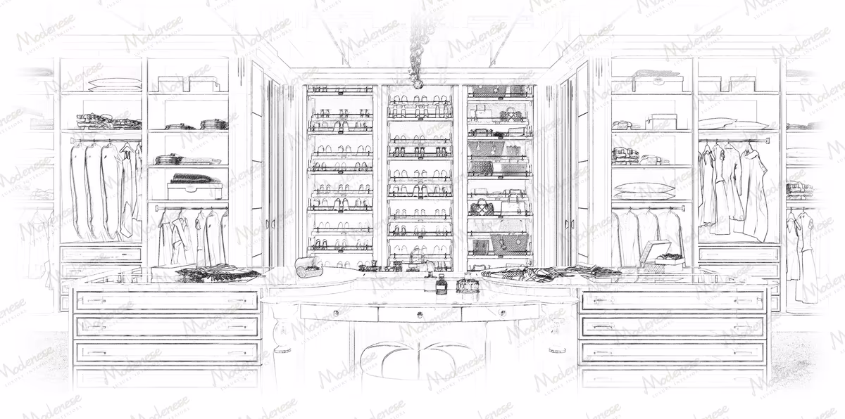 Modern Luxury Italian walk-in closet by Modenese Bespoke