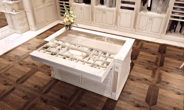 Provencal Italian walk-in closet in Cote D’Azul by Modenese Bespoke