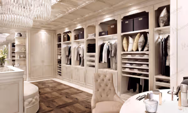 Provencal Italian walk-in closet in Cote D’Azul by Modenese Bespoke