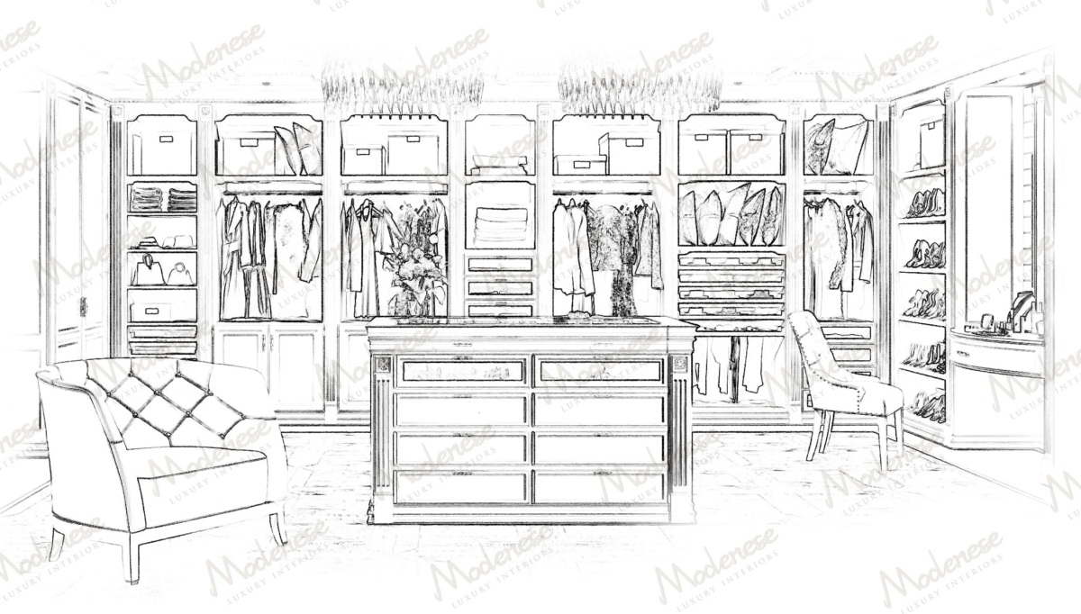 Provencal Italian walk-in closet in Cote D’Azul by Modenese Bespoke