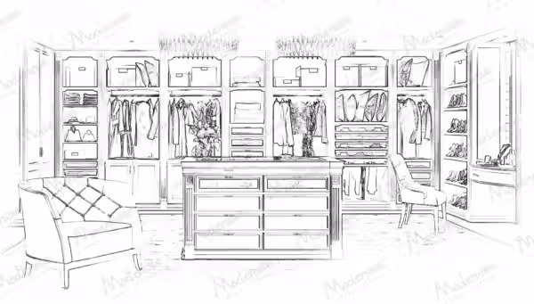 Provencal Italian walk-in closet in Cote D’Azul by Modenese Bespoke