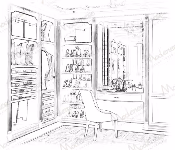 Provencal Italian walk-in closet in Cote D’Azul by Modenese Bespoke