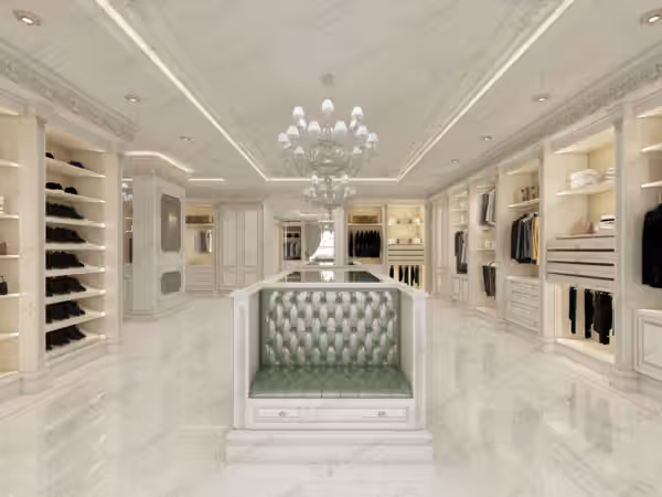 Luxury Italian walk-in closet by Modenese Bespoke