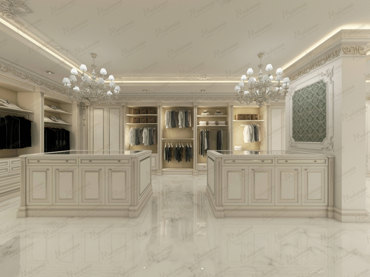 Luxury Italian walk-in closet by Modenese Bespoke