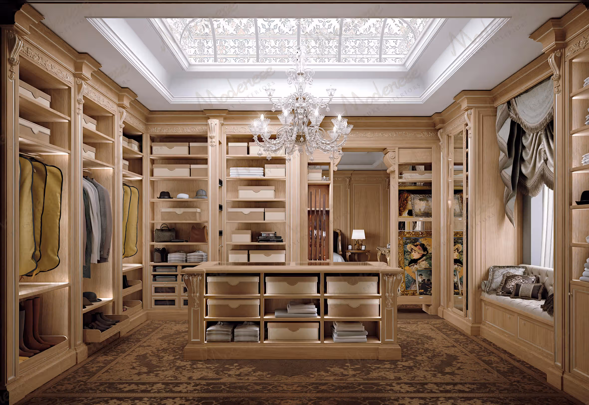 Classic Traditional Italian walk-in closet by Modenese Bespoke