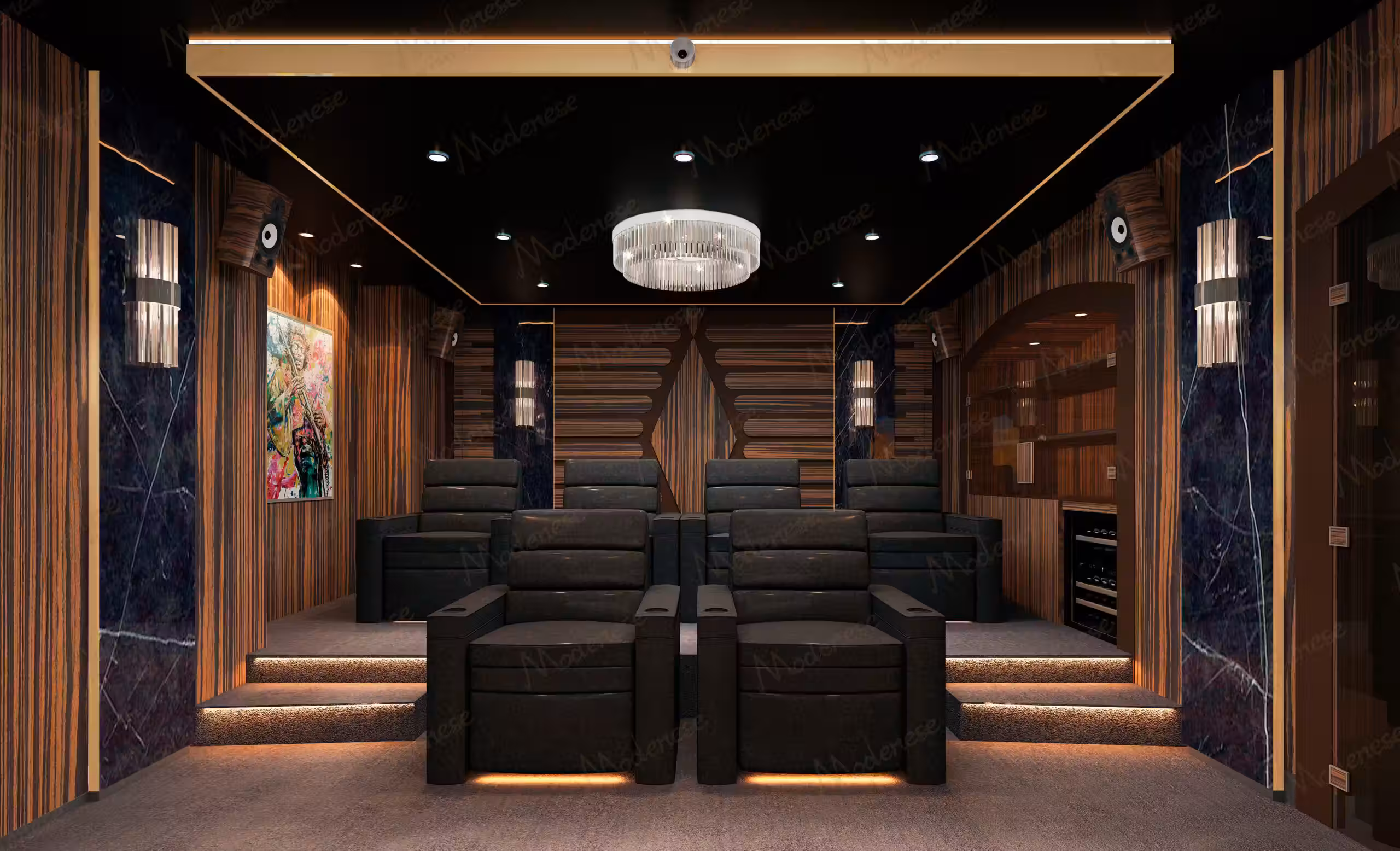 Modern Italian home cinema by Modenese Bespoke