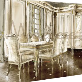 high-end expensive kitchen project with elegant table and chairs