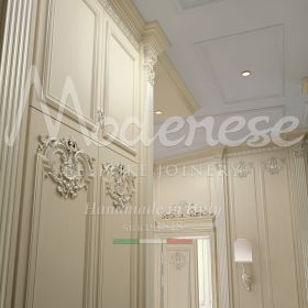 armoires exclusives de style baroque avec décoration à la feuille d'argent