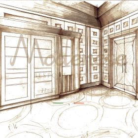 dessin élégant d'une armoire à vin pour une cuisine fabriquée en Italie