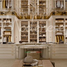 современная роскошная гардеробная со стальными элементами